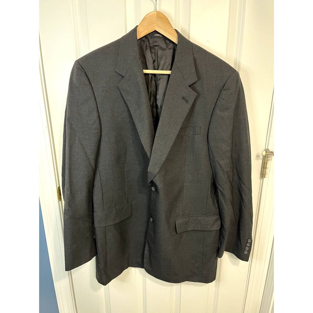 Vintage Hart Schaffner Marx Charcoal Suit Jacket Size 40R Union Made USA